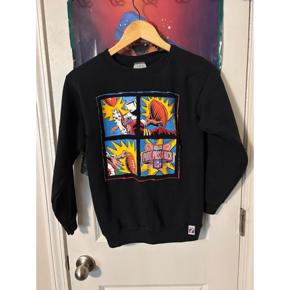 Vintage 90s Logo 7 NFL Punt Pass & Kick Sweatshirt Kids Large L 14-16
